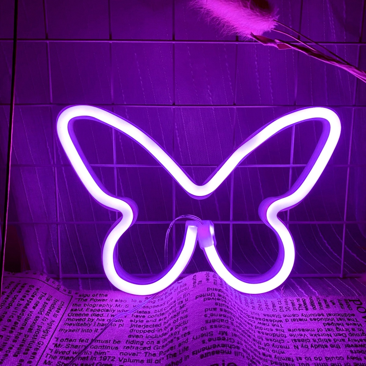 Foyer Lighting Wall Decor - Светодиодные неоновые огни-бабочки, USB или на