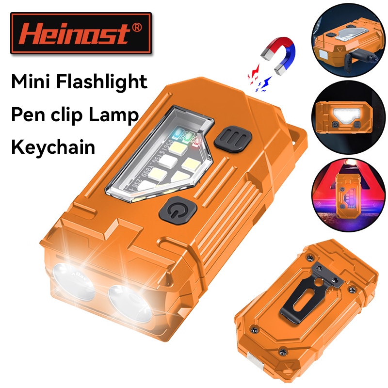 Orange Lighting Decor - Мини-брелок EDC фонарик перезаряжаемый магнитный фонарик