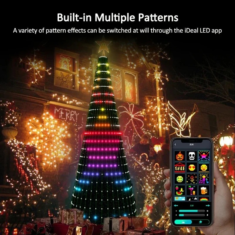 Lighting Tree Decor - Рождественские гирлянды-звезды RGB LED с Bluetooth-управлением
