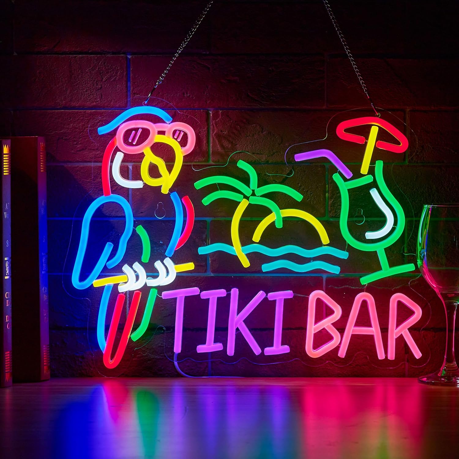 Lighting Tree Decor - Неоновая вывеска Tiki Bar Parrot Palm