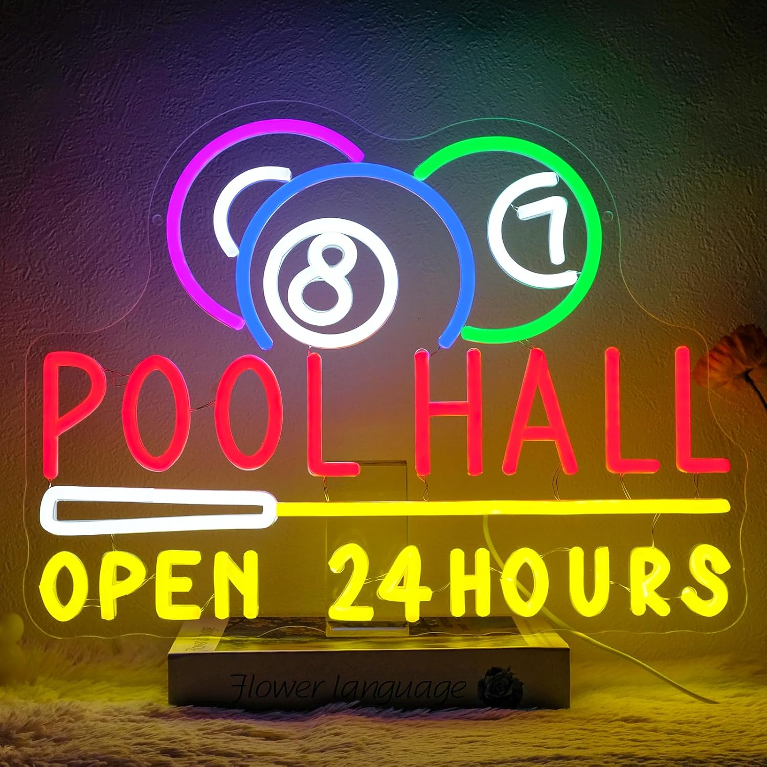 Decor Lighting Opening Hours - Неоновая вывеска «Пул-холл работает 24 часа»