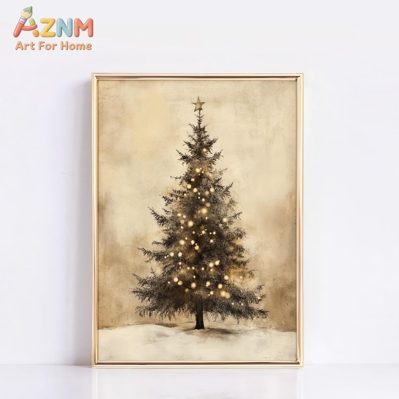 Винтажный холст с узором рожде – обзор и цена Lighting Tree Decor