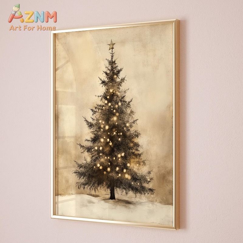 Винтажный холст с узором рожде – обзор и цена Lighting Tree Decor