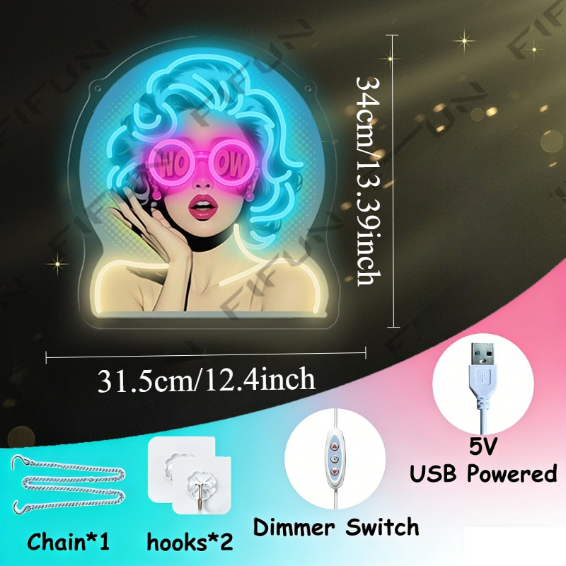 Неоновая вывеска WOW Curl Girl – обзор и цена Lighting Decor Wow